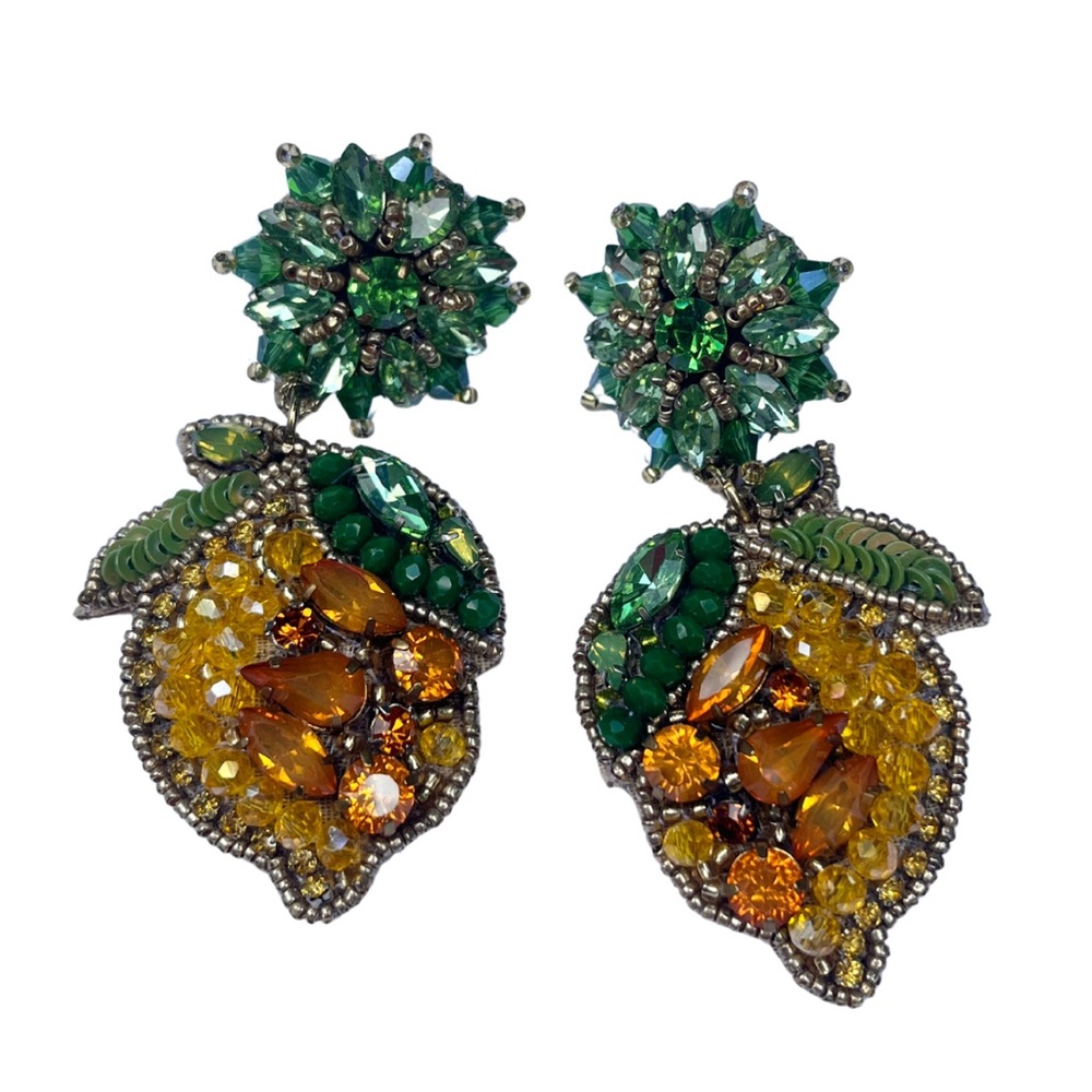 Beaded Lemon Earrings
